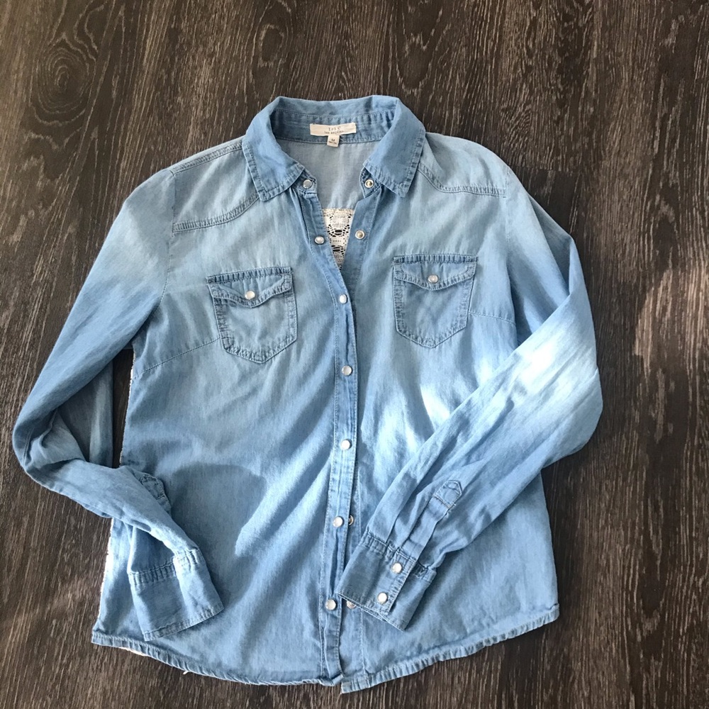 Iris Los Angeles Lace Chambray Shirt - Picture 6 of 12